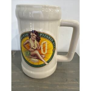 Island Heritage 2003 Mug Stein Ceramic Cup w/Hula Girl Plumeria Pilsner Ale 6.5”